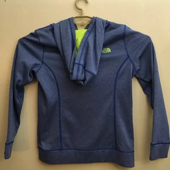 Women's The North Face Logo Long Sleeve Hoodie Sweatshirt Size Medium Blue - Picture 4 of 5